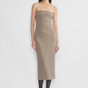 Babaton FigureKnit Eyecatcher Dress in Hummus Beige - Discontinued Colour NWT